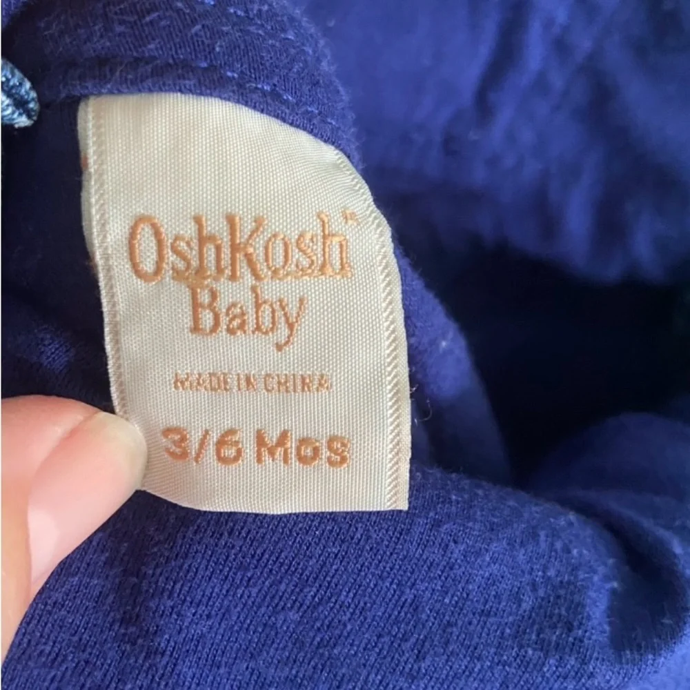 Vintage 80-90s Osh Kosh‎ Blue Animal Embroidered Patch Baby Denim Overalls 3-6M
